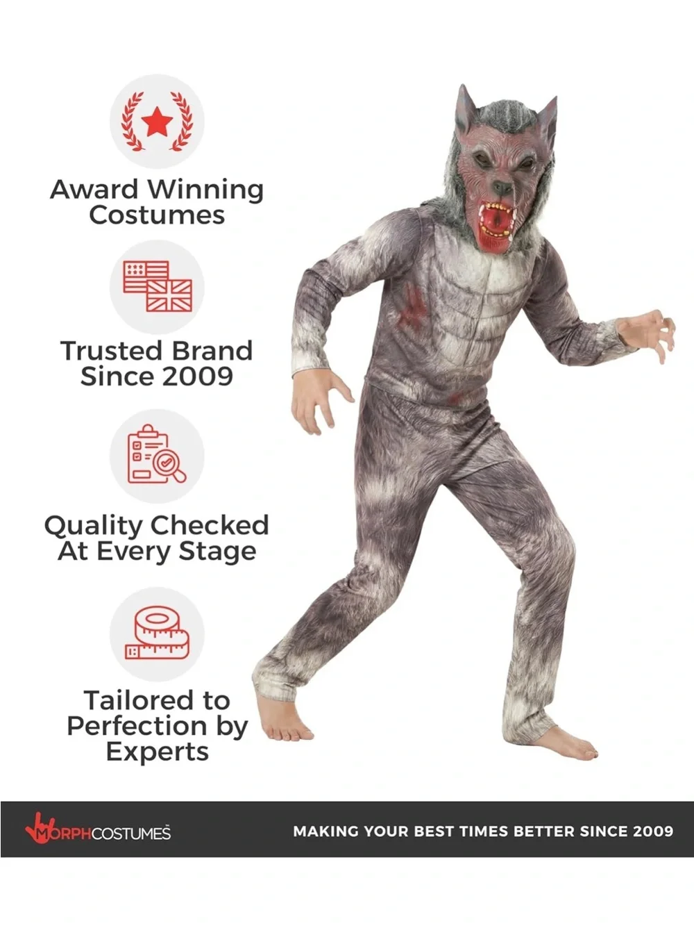 MORPH Kids Werewolf Halloween Costume Big Bad Wolf Costume size small